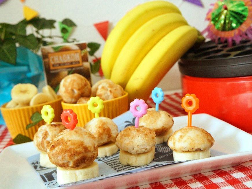 【63】たこ焼き器で作る☆バナナカノムクロック